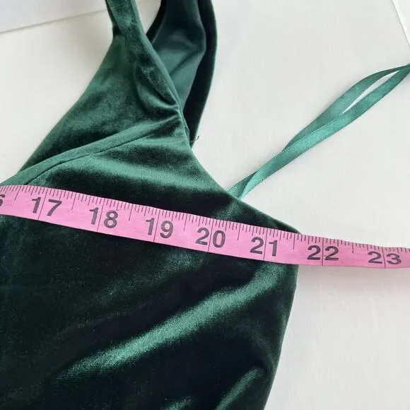 Revelry Dakota Emerald Cowl Back Velvet Dress Size 14 Gown Lined Prom